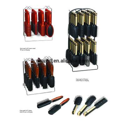 Plastic Hair brush hairbrush Set in Display metal rack hairbrush gift set